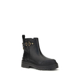 PINKO Black Calf Leather Bos Taurus Ankle Boots